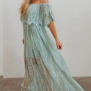 Baltic Born Caroline Mint Lace Maxi Dress